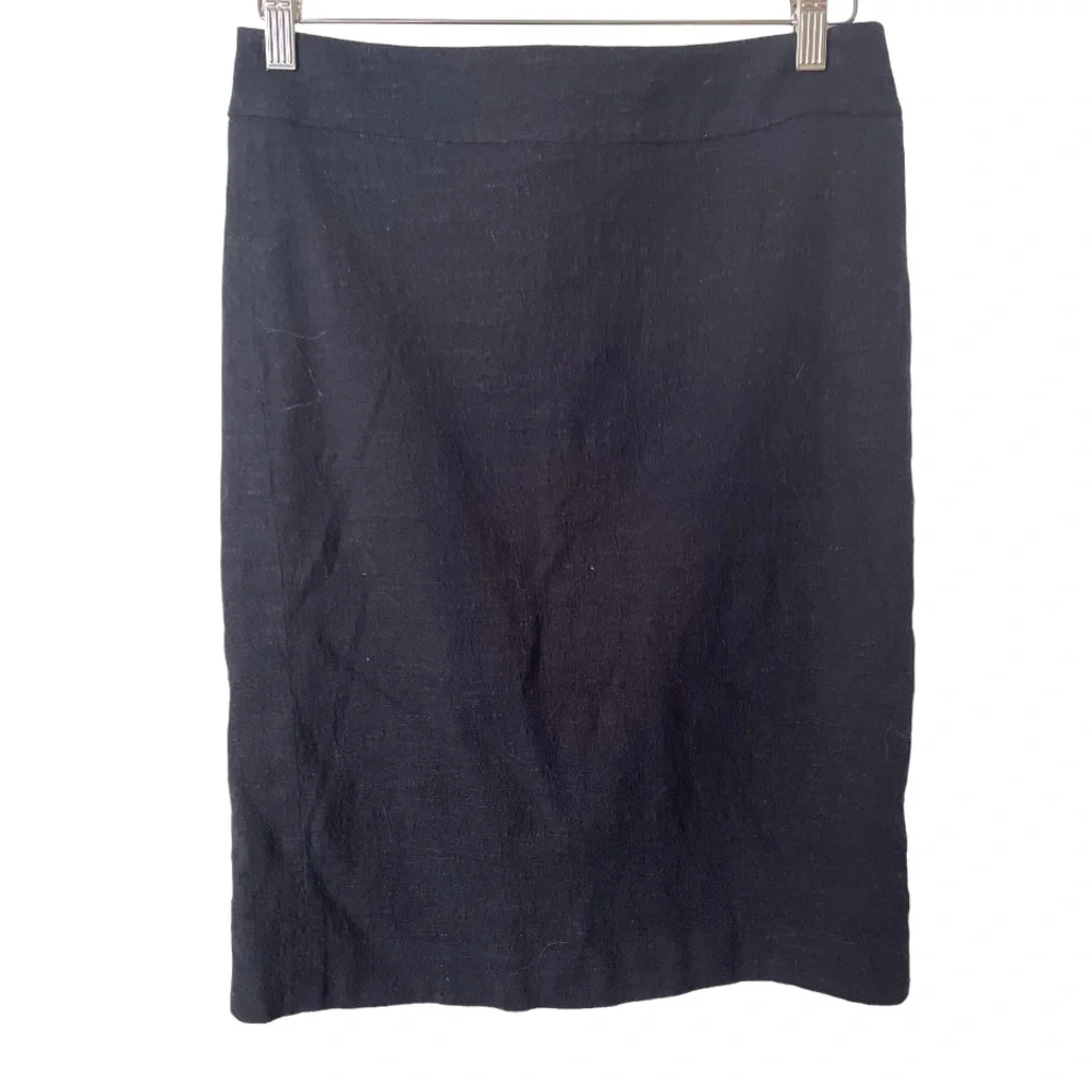 J. Crew Navy Blue Cotton Spandex Tweed Textured Pencil Skirt‎